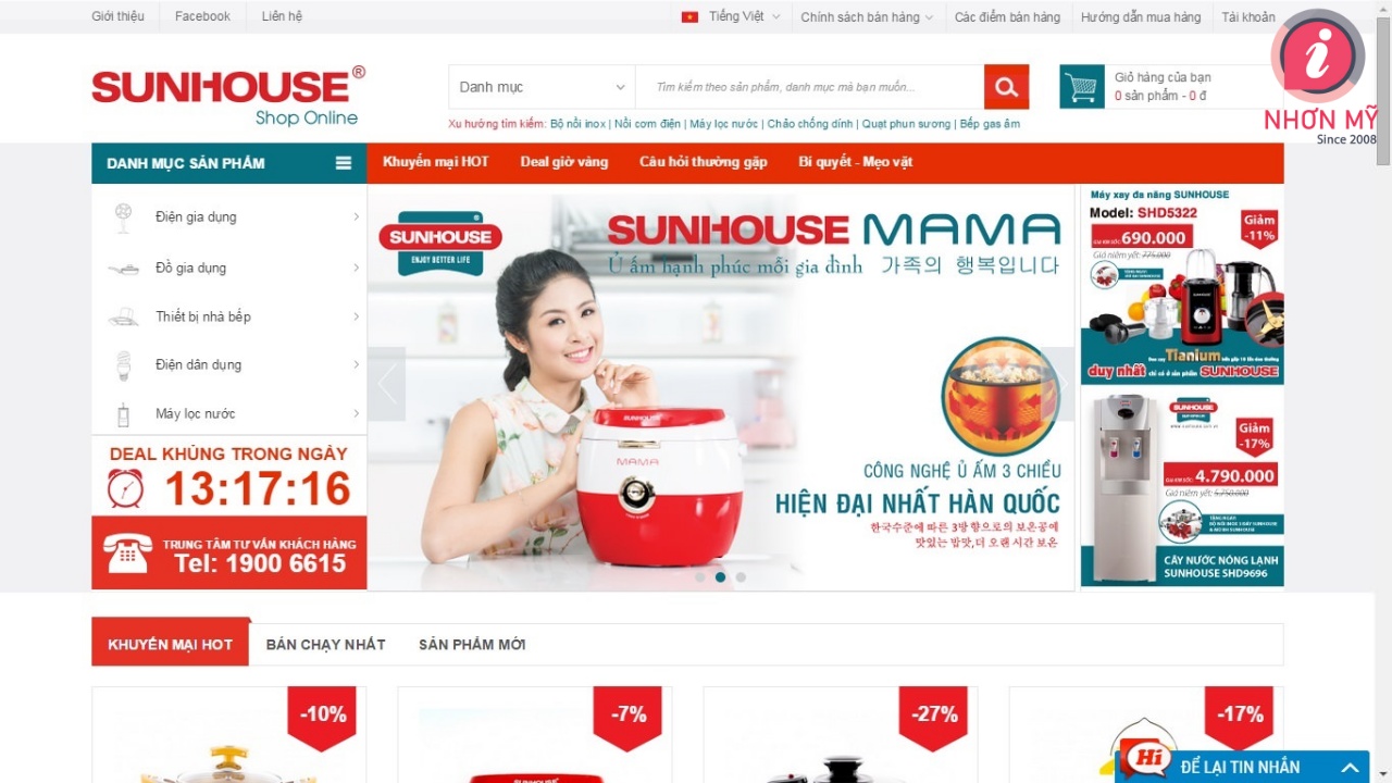 Website bán đồ gia dụng của Sunhouse