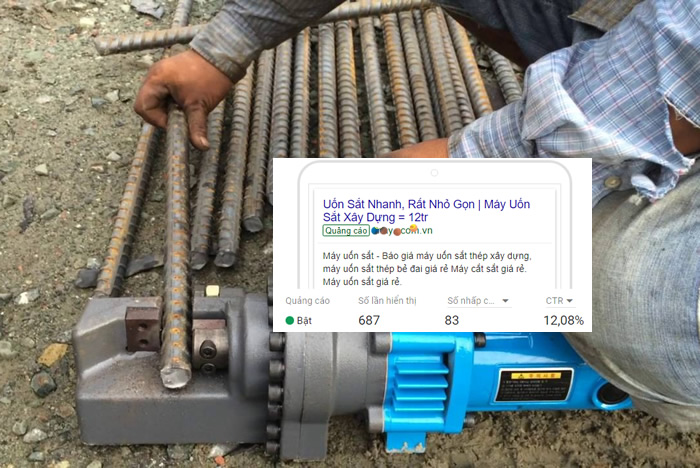 Quảng cáo máy cắt sắt trên google